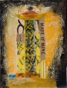 Susanne Mason,Mate (encaustic collage on board 34 x 26cm)