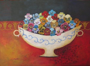 Susanne Mason, pansies (acrylics on canvas 70 x 50cm)