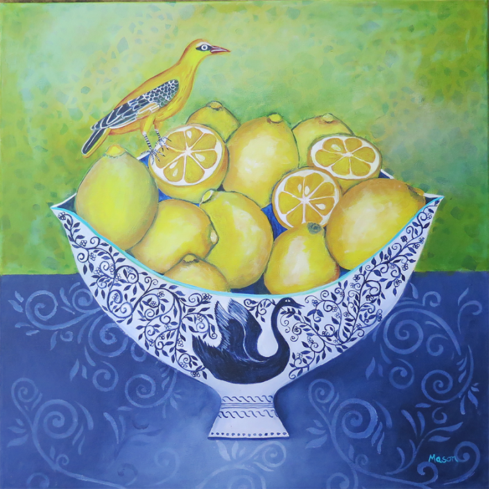 Citrus Delight (acrylics on canvas, 50x50cm), by Susanne Mason